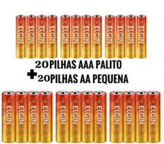 Bateria Pilha Elgin AA/AAA 1,5 v de Zinco Carvão 40 Unidades 20 pequenas AA + 20 Palitos AAA