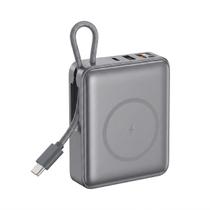 Bateria Portátil 10000mah Com Cabos Integrados E Indução Bateria Portátil 10000mah Com Cabos Integrados E Indução