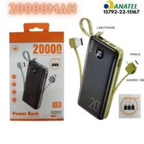 Bateria Portátil 20000mah Power Bank Ios Tipo-C Micro V8 Usb 2 Usb 3.1A - a'gold