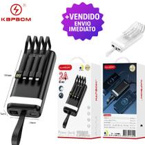 Bateria Power Bank Portátil 20000mAh com 4 Cabos Integrados Display Digital e Carga Rápida 2.4A