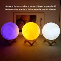 Bateria Powered LED Moon Lamp Com Suporte, Starry Night Light, Decoração do quarto, Kids Gift, 8cm