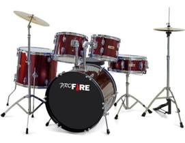 Bateria Pro Fire Bumbo 20 Vermelha Completa Ferragem Cromada