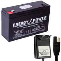 Bateria Recarregável 6v 12ah + Carregador 6v 900mah Bandeirantes Bivolt Bateria Recarregável 6v 12ah + Carregador 6v 900mah Bandeirantes Bivolt