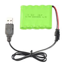 Bateria Recarregável 6V 800mAh NiMH com USB para Carros RC