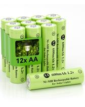 Bateria recarregável Howardly AA 600mAh 1,2 V Ni-MH, pacote com 12