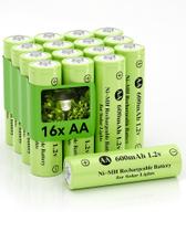 Bateria recarregável Howardly AA 600mAh 1,2 V Ni-MH (pacote com 16)