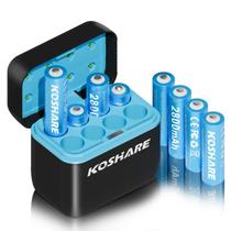 Bateria recarregável KOSHARE AA Ni-MH 2800mAh, pacote com 8 unidades com carregador