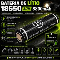 Bateria Recarregável Preta Para Lanternas Com Chip Hy18650 8800mah