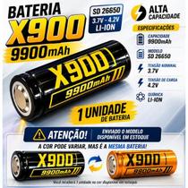 Bateria Recarregável X900 SD 26650 9900mAh 3,7V Liion Alta Capacidade
