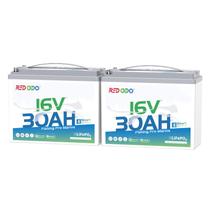 Bateria Redodo 16V 30Ah LiFePO4 Bluetooth para uso marítimo, kit com 2 unidades