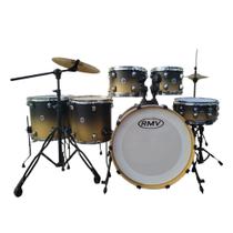 Bateria Rmv Colors B22,10,12,14,16cx14 Preta com champanhe C/aros cromados Bateria Rmv Colors B22,10,12,14,16cx14 Preta com champanhe C/aros cromados