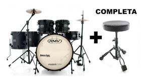 Bateria RMV FiberTech Silky Black Completa 20,10,12,14,16 com Banco, Pratos e Ferragens Bateria RMV FiberTech Silky Black Completa 20,10,12,14,16 com Banco, Pratos e Ferragens