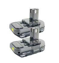 Bateria RYOBI P102 18V One+ Compact Lithium Ion, pacote com 2 unidades Bateria RYOBI P102 18V One+ Compact Lithium Ion, pacote com 2 unidades