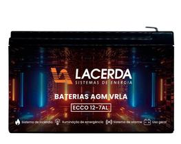 Bateria Selada 12V 7Ah Vrla LACERDA Central Alarme Cerca Elétrica Nobreak e CFTV