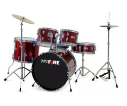 Bateria spanking pro fire 20/14/12/10/14 vinho c/ banco pratos e feraagens