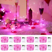 Bateria String Lights JMEXSUSS, pacote com 8, 50 LED, 4,9 m, rosa