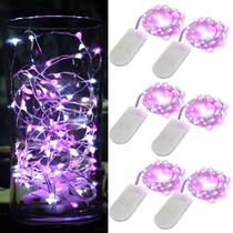 Bateria String Lights OakHaomie, pacote com 6, 3 m, rosa e branca Bateria String Lights OakHaomie, pacote com 6, 3 m, rosa e branca