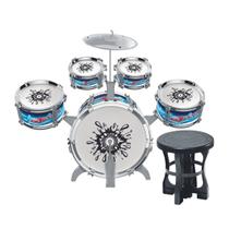 Bateria Super Master Musical C/ Banquinho E 5 tambores + Acess. Infantil - Zoop