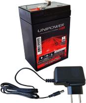 Bateria Unipower 6v 4,5ah + Carregador 6v 900mah Bivolt Plug Pino P4