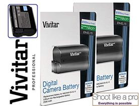 Bateria Vivitar EN-EL15 de alta capacidade 2500mAh para Nikon D800E