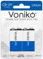 Bateria Voniko Lithium 9V, pacote com 2 unidades para detector de fumaça de 10 anos Bateria Voniko Lithium 9V, pacote com 2 unidades para detector de fumaça de 10 anos