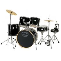 Bateria X-Pro BAT222 STG Stage Series Completa Preta c/ Banco e Pratos