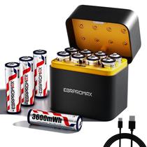 Baterias AA de lítio recarregáveis EGRPROMAX 3600mWh x12 com carregador