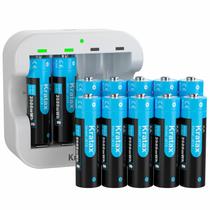 Baterias AA de lítio recarregáveis Kratax 1,5 V 3500mWh, pacote com 12 Baterias AA de lítio recarregáveis Kratax 1,5 V 3500mWh, pacote com 12