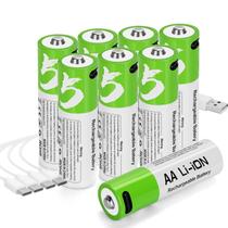 Baterias AA de lítio recarregáveis, pacote com 8 pilhas 1.5V 2600mAh Baterias AA de lítio recarregáveis, pacote com 8 pilhas 1.5V 2600mAh