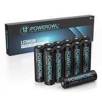 Baterias AA POWEROWL de lítio de 1,5 V de alta capacidade 3000mAh, pacote com 12