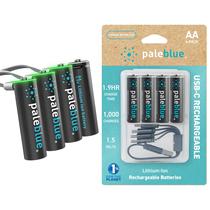 Baterias AA recarregáveis, azul claro, 2550 mWh, íon de lítio, 1,5 V, pacote com 4 Baterias AA recarregáveis, azul claro, 2550 mWh, íon de lítio, 1,5 V, pacote com 4