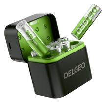 Baterias AA recarregáveis Delgeo Lithium, pacote com 8 unidades e carregador