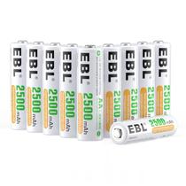 Baterias AA recarregáveis EBL 2500mAh 1,2 V (pacote com 10)