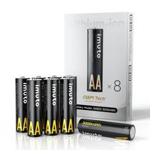 Baterias AA recarregáveis Imuto 3000mWh 1.5V, pacote com 8 Baterias AA recarregáveis Imuto 3000mWh 1.5V, pacote com 8