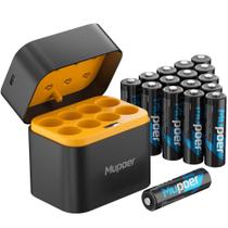 Baterias AA recarregáveis Mupper Lithium 3000mWh 1.5V x16 com carregador