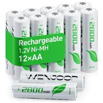 Baterias AA recarregáveis WENJOOP 2800mAh de alta capacidade, pacote com 12 unidades