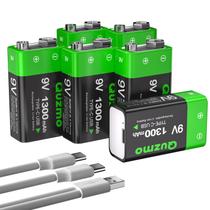 Baterias de íon de lítio recarregáveis de 9 V Quzmo 1300mAh (pacote com 6) Baterias de íon de lítio recarregáveis de 9 V Quzmo 1300mAh (pacote com 6)