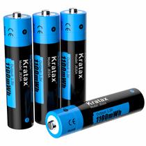 Baterias de lítio AAA recarregáveis Kratax 1100mWh, pacote com 4 Baterias de lítio AAA recarregáveis Kratax 1100mWh, pacote com 4