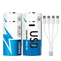 Baterias de lítio D recarregáveis YUEBVIWIE 12000mWh 1,5 V, pacote com 4 Baterias de lítio D recarregáveis YUEBVIWIE 12000mWh 1,5 V, pacote com 4