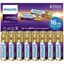 Baterias de lítio PHILIPS AA, pacote com 16 baterias de 1,5 V, não recarregáveis Baterias de lítio PHILIPS AA, pacote com 16 baterias de 1,5 V, não recarregáveis