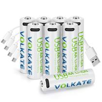 Baterias de lítio recarregáveis AA 4000 mWh 1,5 V, pacote com 8 unidades com cabo Baterias de lítio recarregáveis AA 4000 mWh 1,5 V, pacote com 8 unidades com cabo