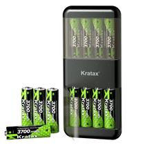 Baterias de lítio recarregáveis Kratax AA 3700mWh com carregador, pacote com 12 Baterias de lítio recarregáveis Kratax AA 3700mWh com carregador, pacote com 12
