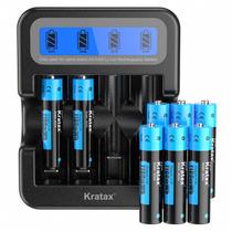 Baterias de lítio recarregáveis Kratax AAA 1100mWh, pacote com 8
