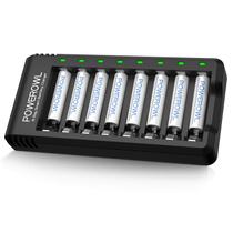 Baterias Recarregáveis AAA POWEROWL 1000mAh (8 Unidades) com Carregador