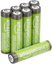 Baterias recarregáveis Amazon Basics AAA 850mAh, pacote com 8 Baterias recarregáveis Amazon Basics AAA 850mAh, pacote com 8
