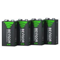 Baterias recarregáveis BEVIGOR 9V NiMH 2000mWh, pacote com 4