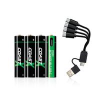 Baterias recarregáveis Coast ZITHION-X AAA 1,5 V 750 mAh, pacote com 4 Baterias recarregáveis Coast ZITHION-X AAA 1,5 V 750 mAh, pacote com 4