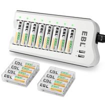 Baterias recarregáveis EBL 2300mAh Ni-MH AA (pacote com 16) + carregador