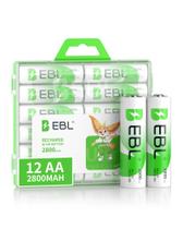 Baterias recarregáveis EBL 2800mAh 1,2 V Ni-MH AA, pacote com 12