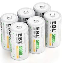 Baterias recarregáveis EBL 5000mAh C tamanho 1,2 V, pacote com 6